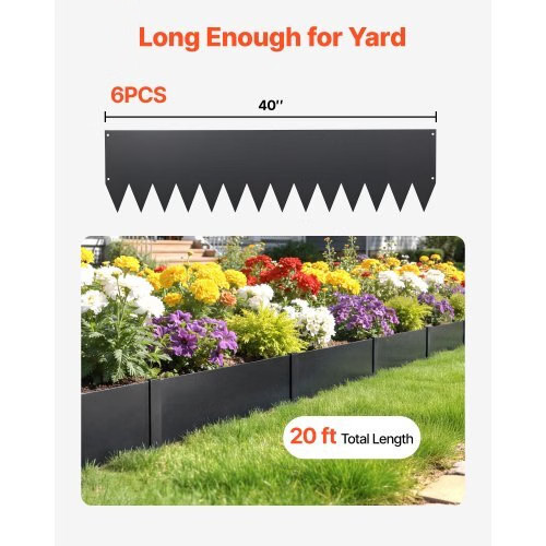 Galvanized Steel Landscape Edging, 6-Pack 40 x 10 Inch Metal Edging for Landscap