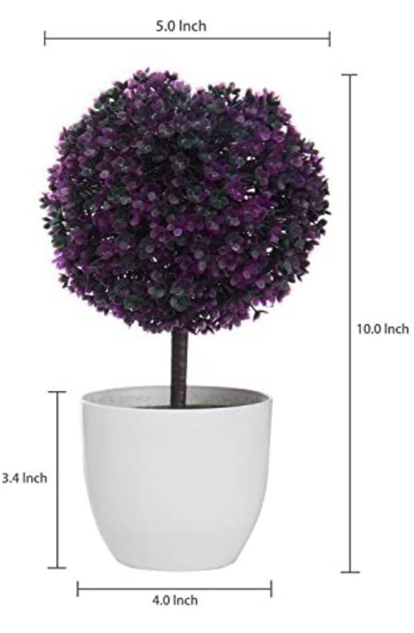 Set of 2 Faux Potted Tabletop Purple Flower Plant