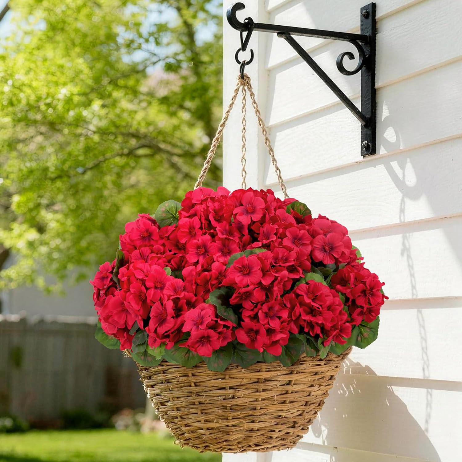 Artificial Geranium Flowers for Outdoor Decoration, UV Resistant Plastic Faux Pl