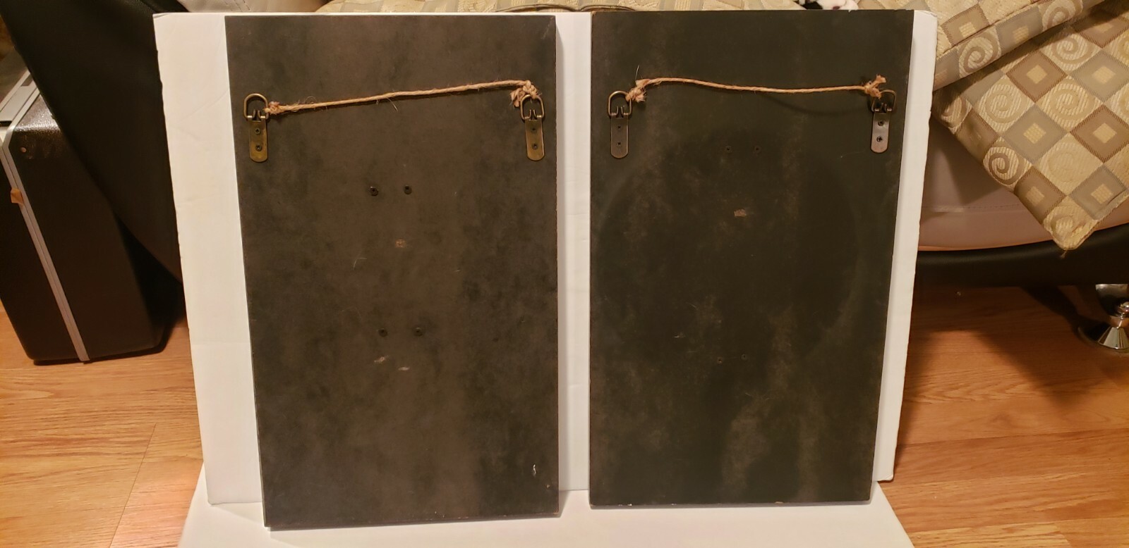 Natural Leaf Gold Framed Fall home decor on brown rectangular frames set of two♡