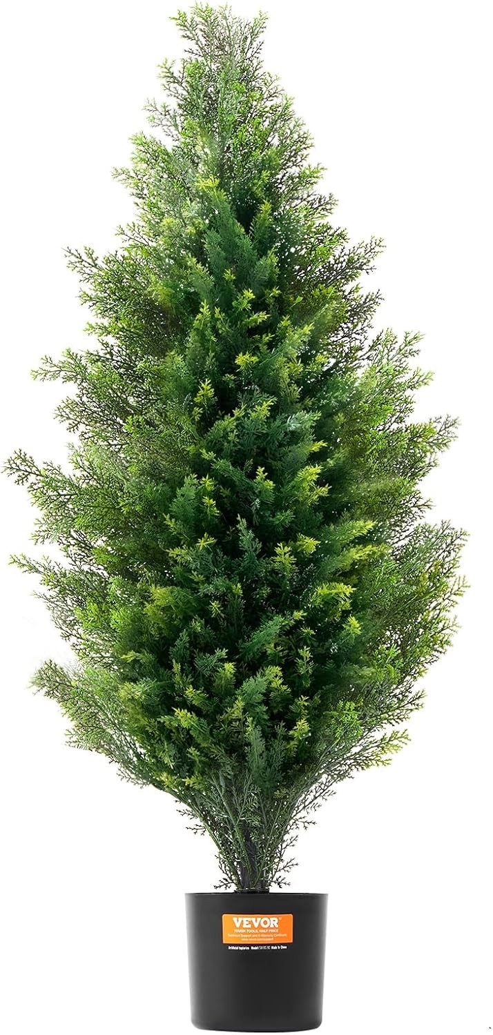 36-inch Faux Cedar Topiary Tree Set – -Round Indoor/Outdoor Plants – 2 Pack
