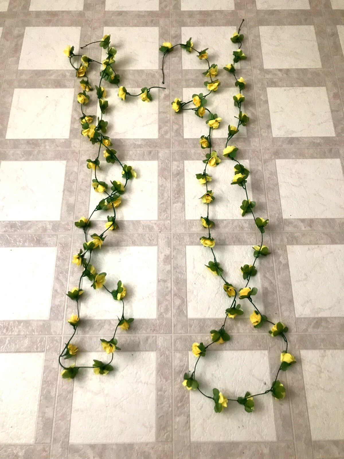 16 FOOT TOTAL YELLOW Silk Rose Garland Artificial Flower Vines 16′