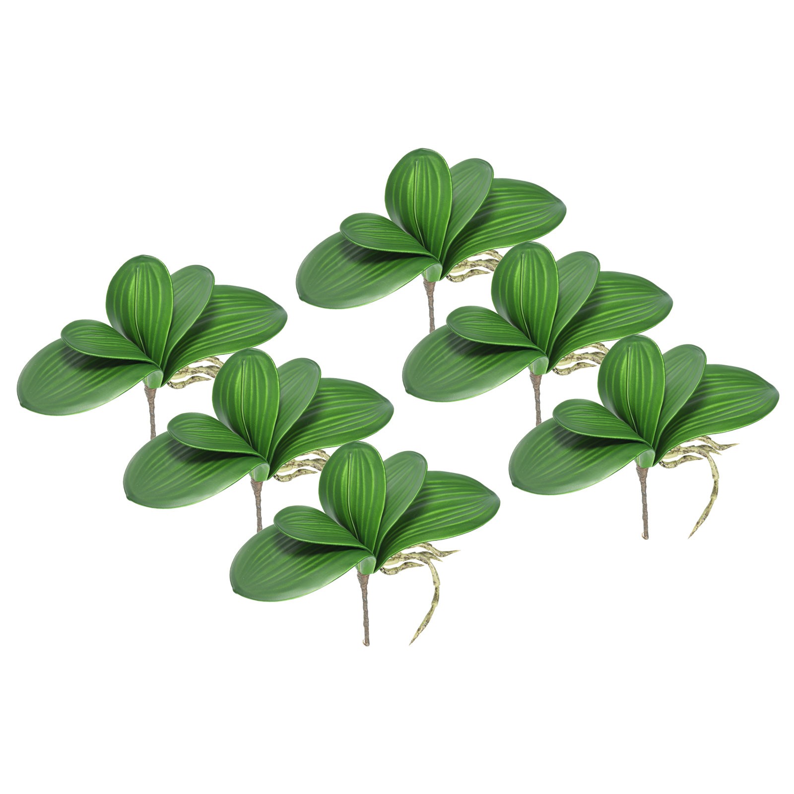 6 Pcs 4.3 Inch Faux Orchid Leaves 5 Petals Artificial Leaf with Stems