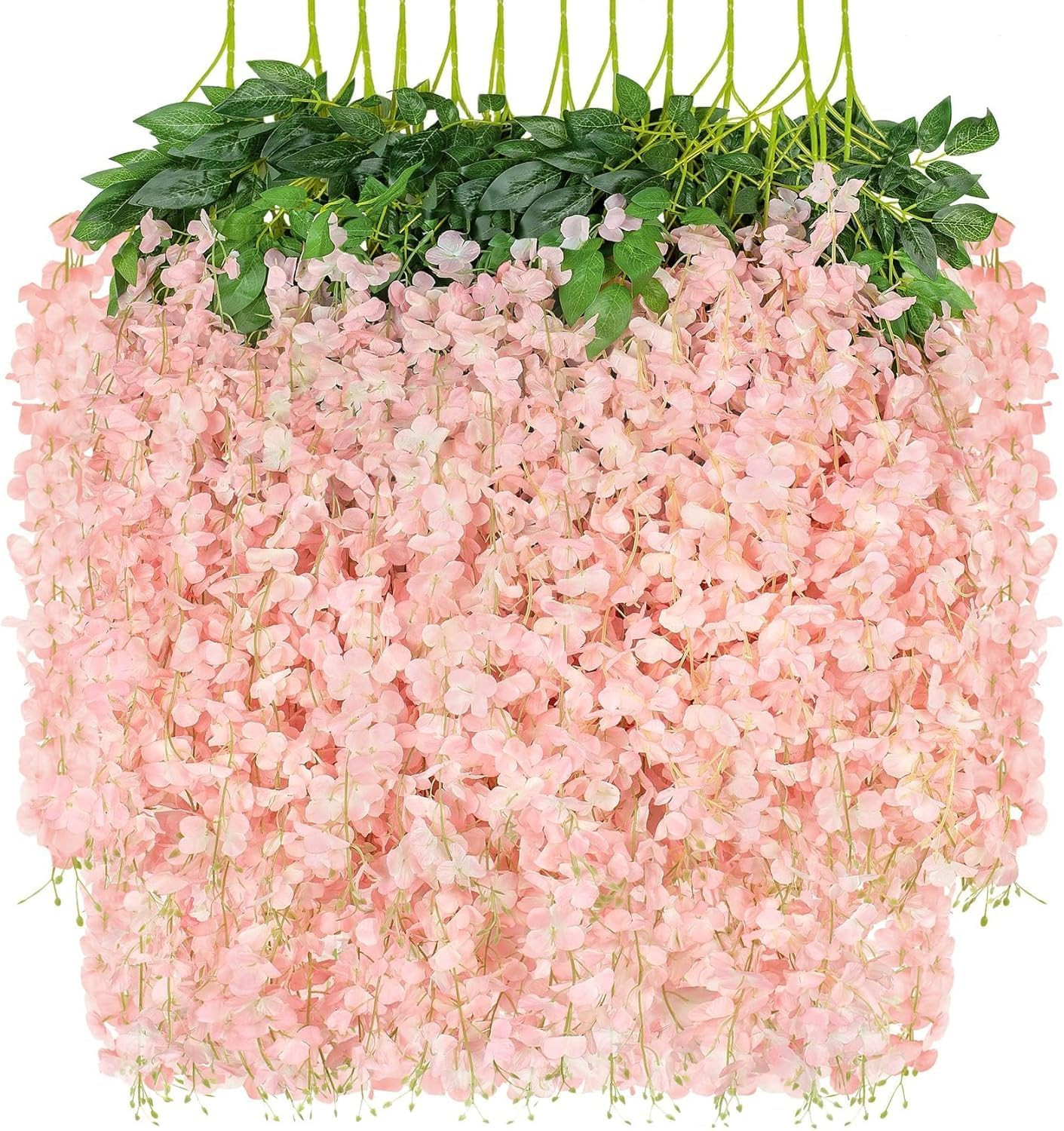 12 Pack Artificial Wisteria Hanging Flowers Fake Wisteria Flower Garland Silk Vi