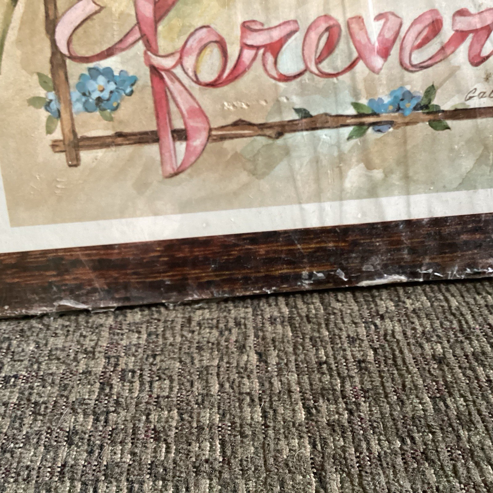 Vintage Flower Rose Pink Wall Hanging Decor Grandmacore Cottagecore Sisters USA