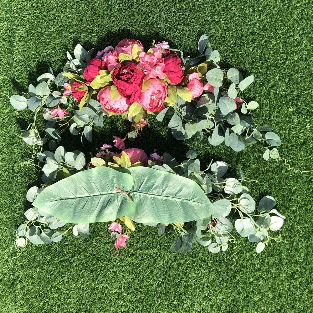 Rustic Wedding Arch Floral Swag – 30″ Artificial Roses & Sunflowers Wreath