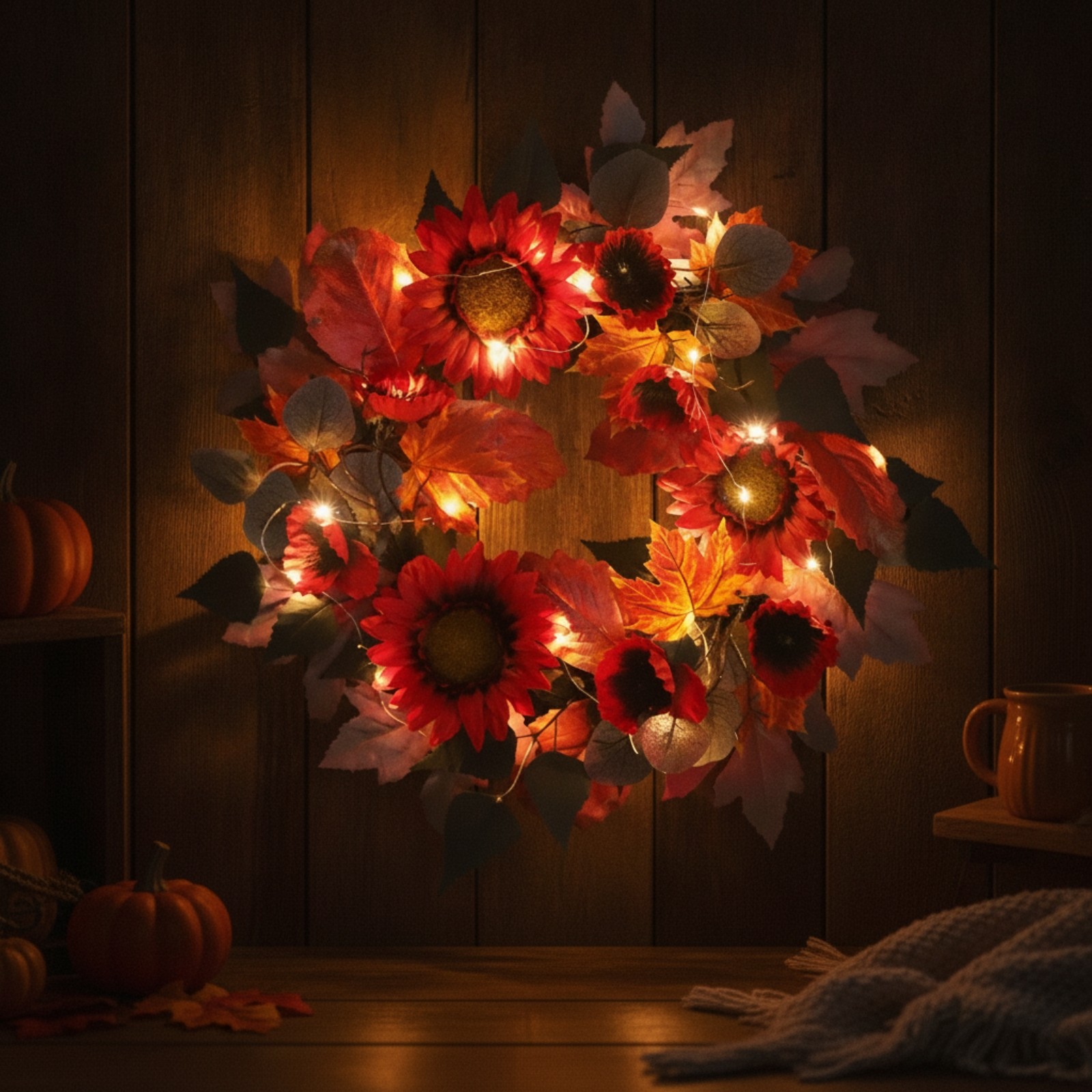 Wreath with Floral Wreath Layered Sunflower Wreath Dense for Thanksgiving