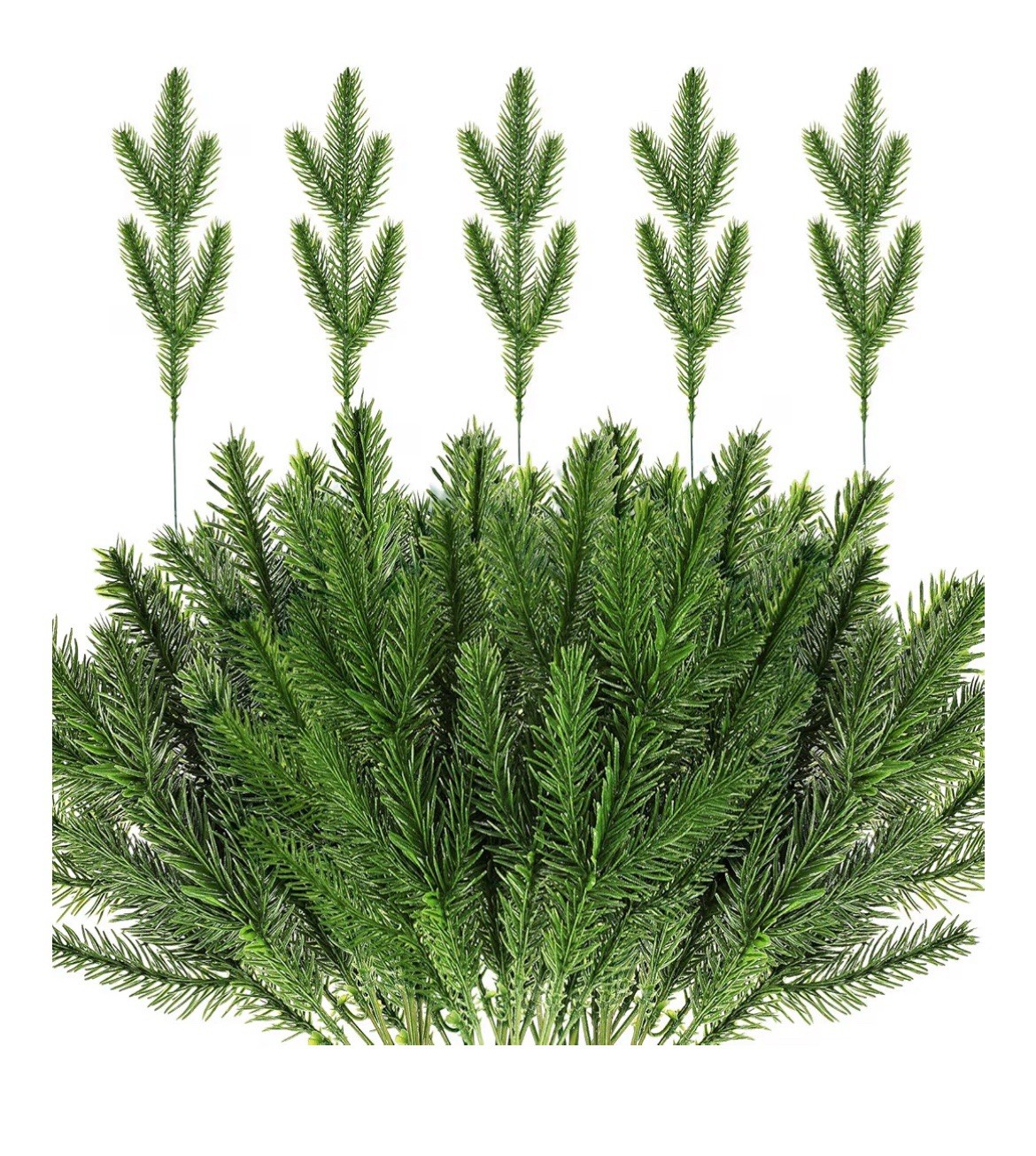 100 Pieces Christmas Pine Needles 10 inch Artificial Pine Branches