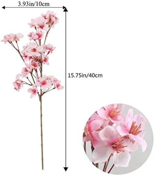 4Pcs Pink Artificial Cherry Blossom Branches, 15.7in Faux Spring Flowers for …