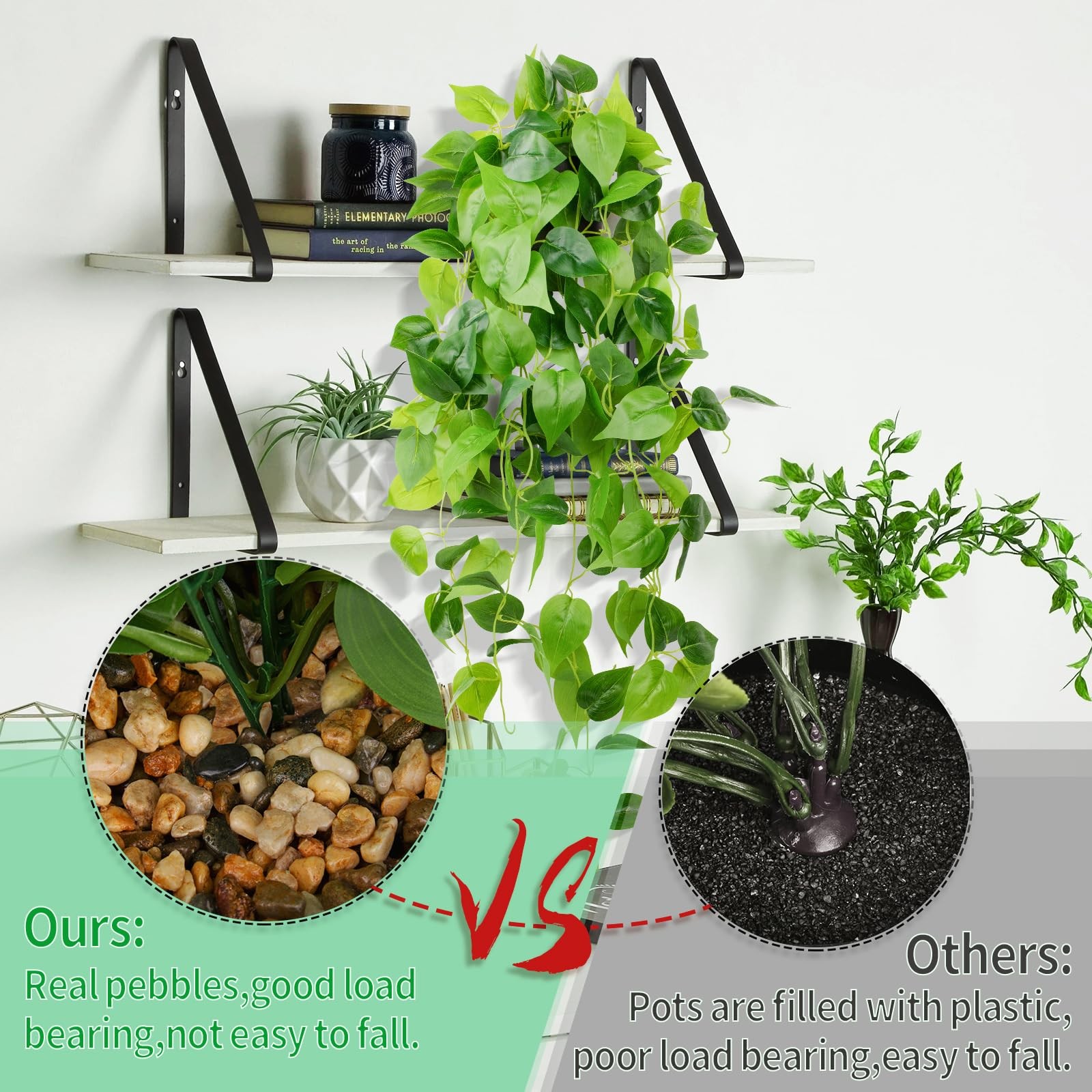 35.4in Artificial Plants in Black Pot Realistic Fake Hanging Potted Greenery …