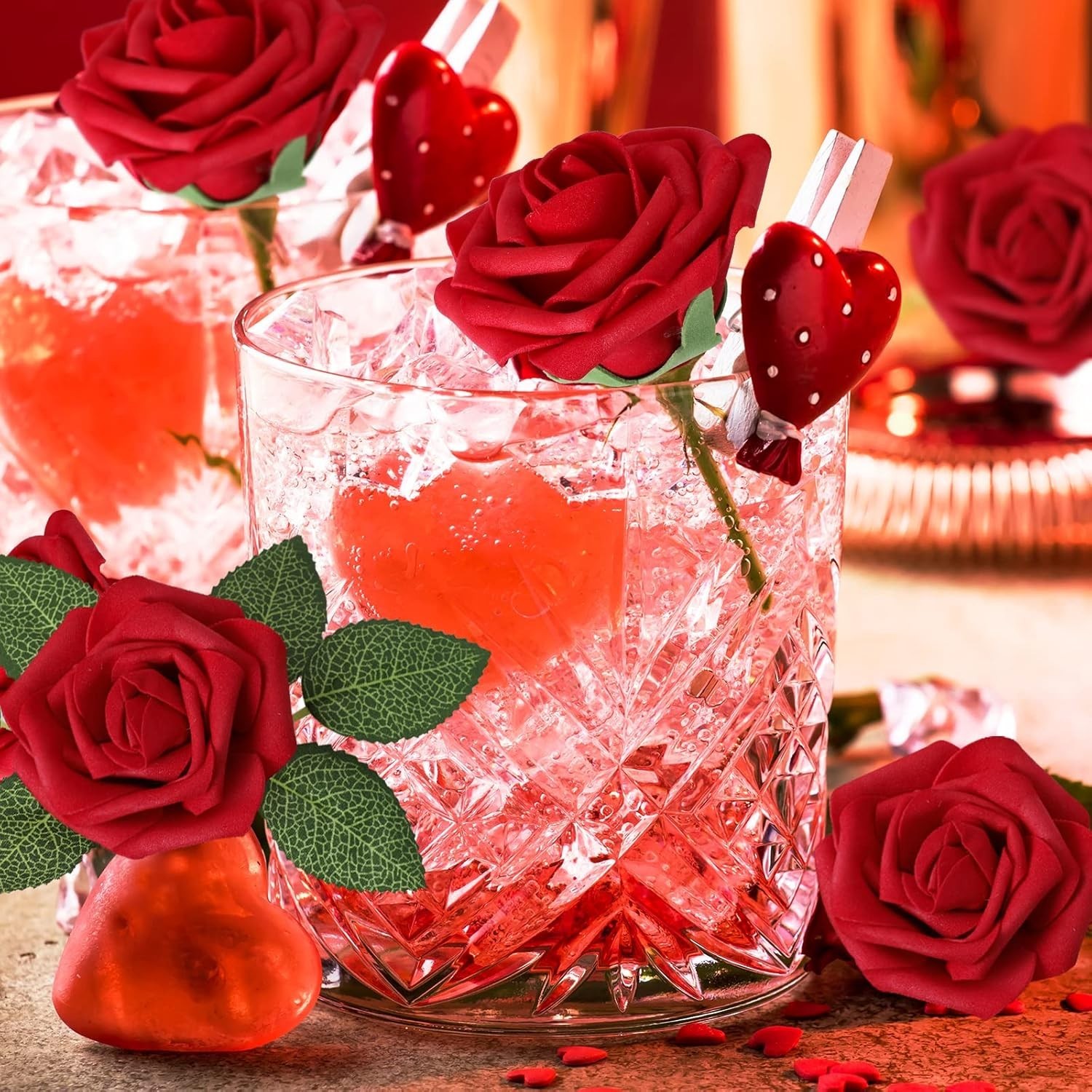 Artificial Flowers Dark Red Rose 25pcs Real Looking Fake Roses w/Stem for DIY…