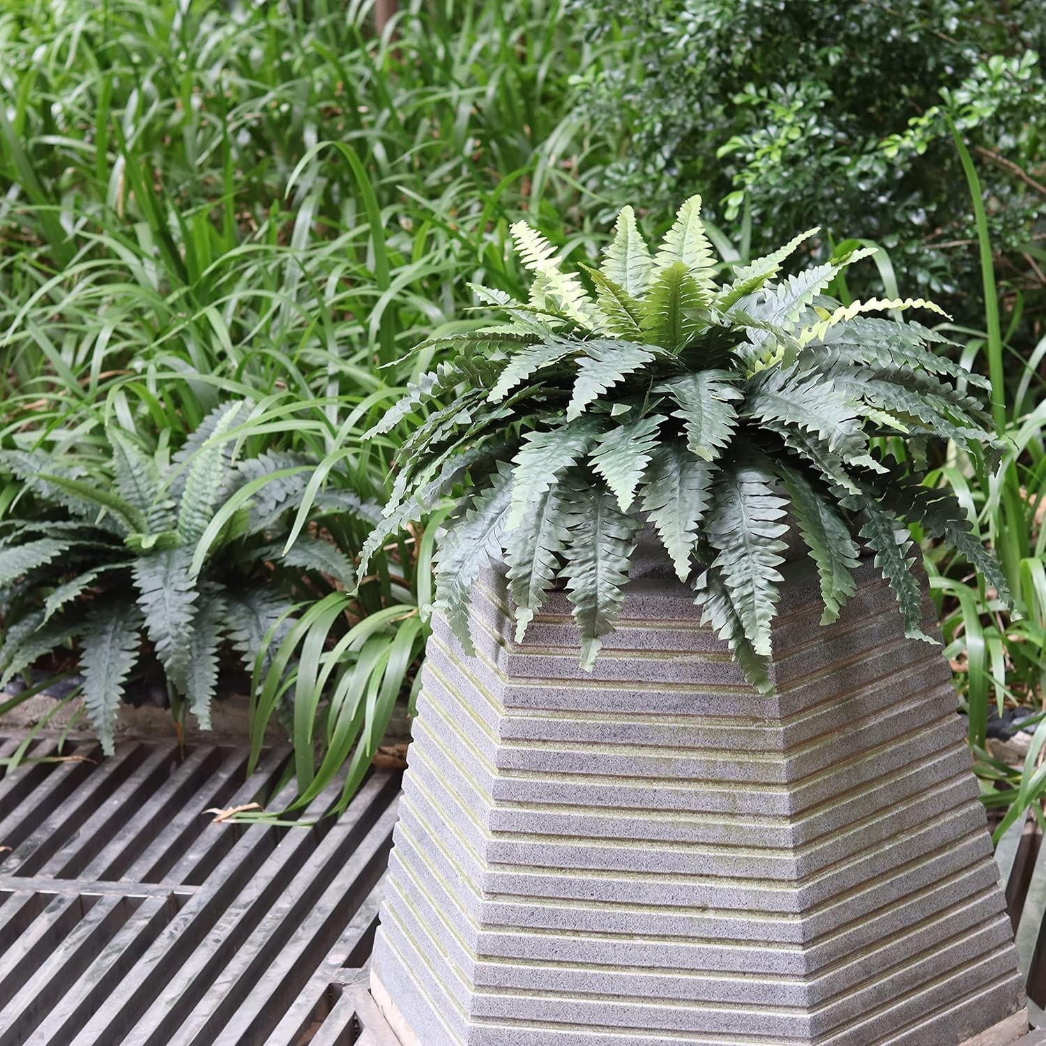 Artificial Ferns for Outdoors, Set of 2 Bouquets 33″ Diam Large Fake Ferns Faux