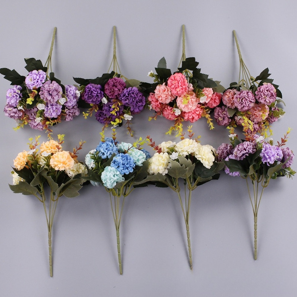 10 Head Artificial Silk Flowers Bouquet for Wedding Home Decor