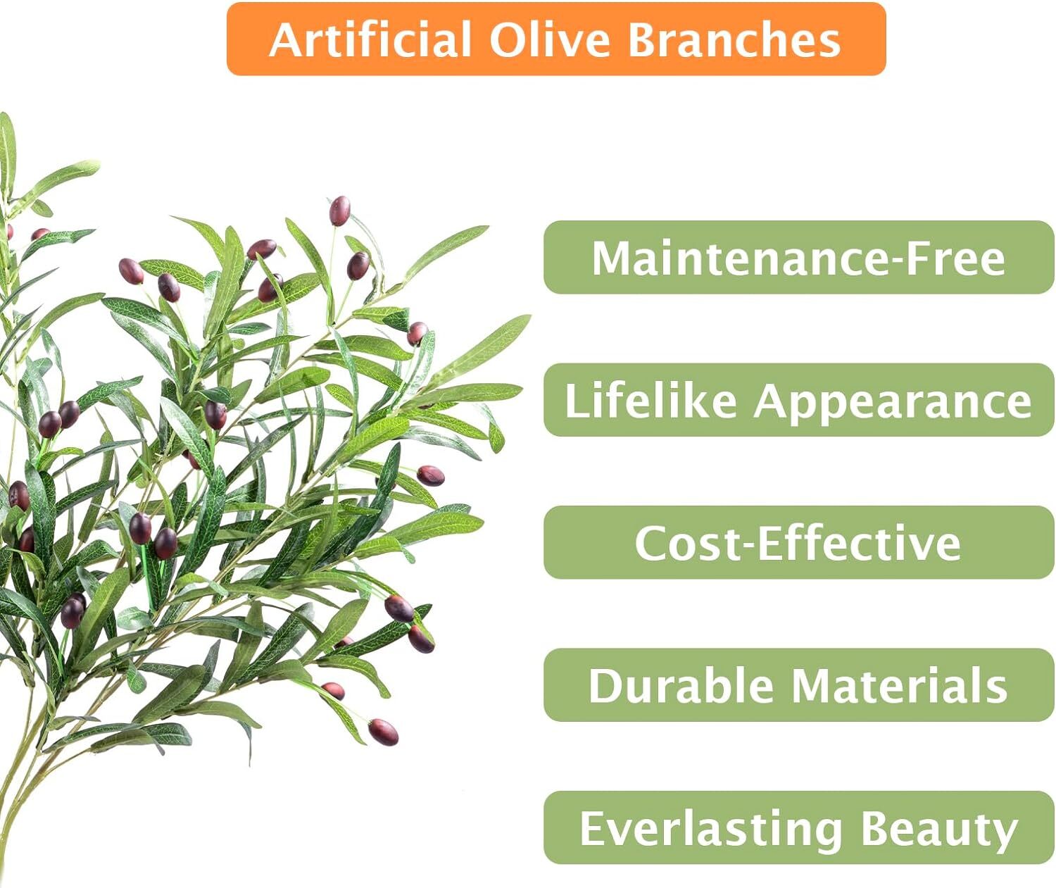 Artificial Olive Tree/Branches-Faux/Fake Olive Plant Home Indoor Decor-36 Fruits
