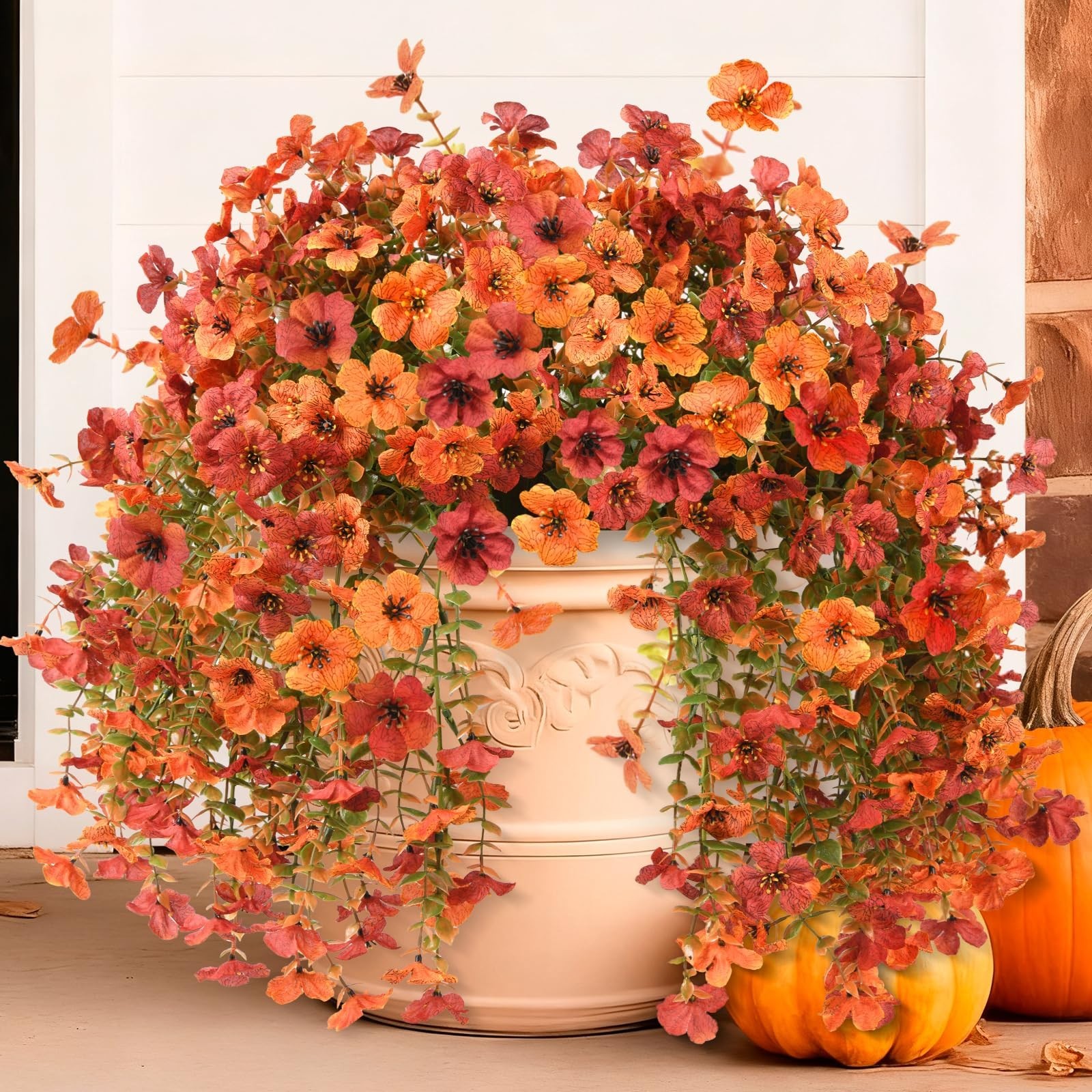 2 Pcs UV Resistant Faux Fall Mums – Realistic Outdoor Decorations for Porch, Pat
