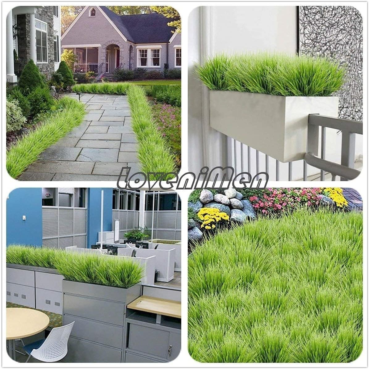 Generous 8 Pack of UV Resistant Faux Grass Plants for Effortless Elegance