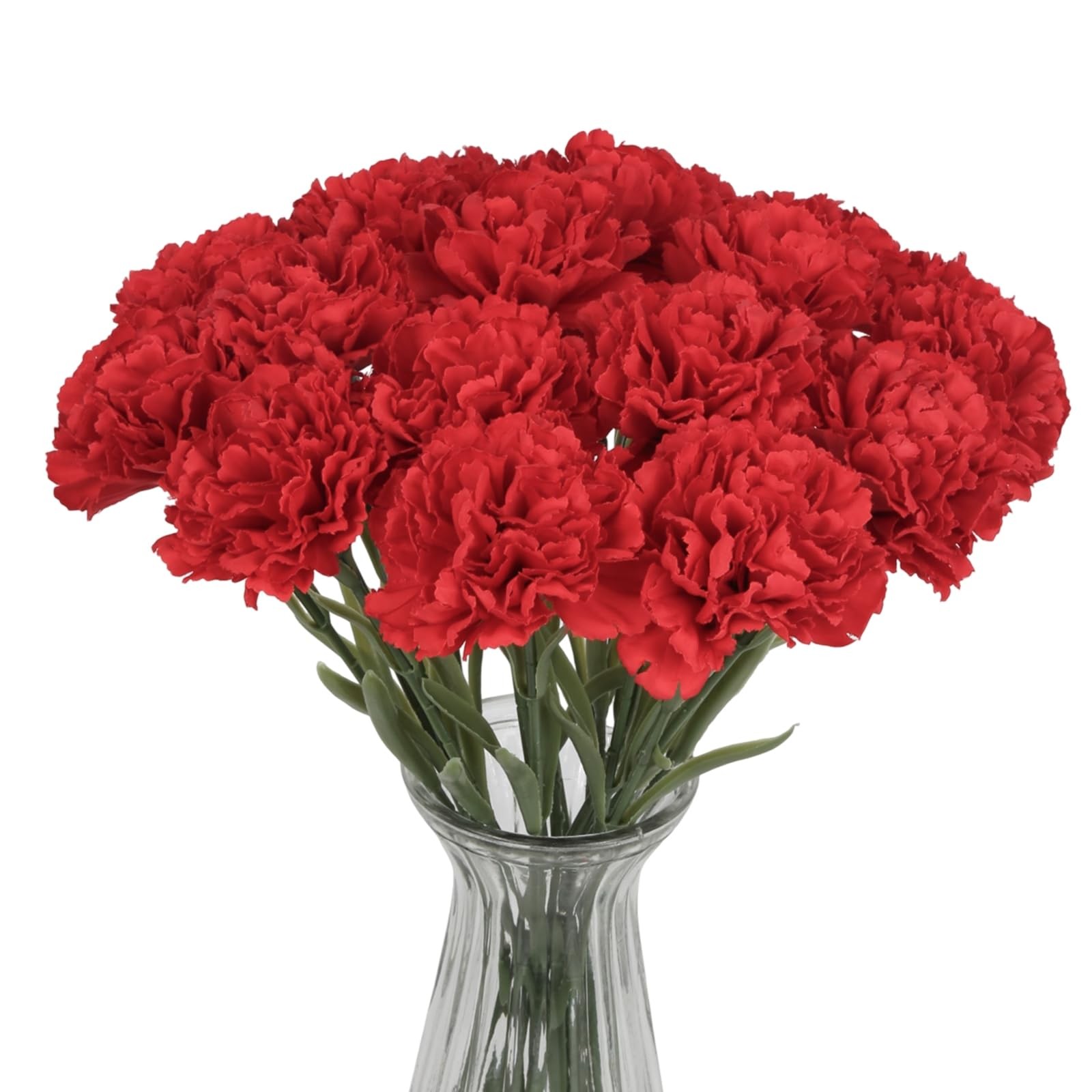 Red Carnations Artificial Flowers 16PCS 15.75″ Fake Carnations Silk Flowers f…