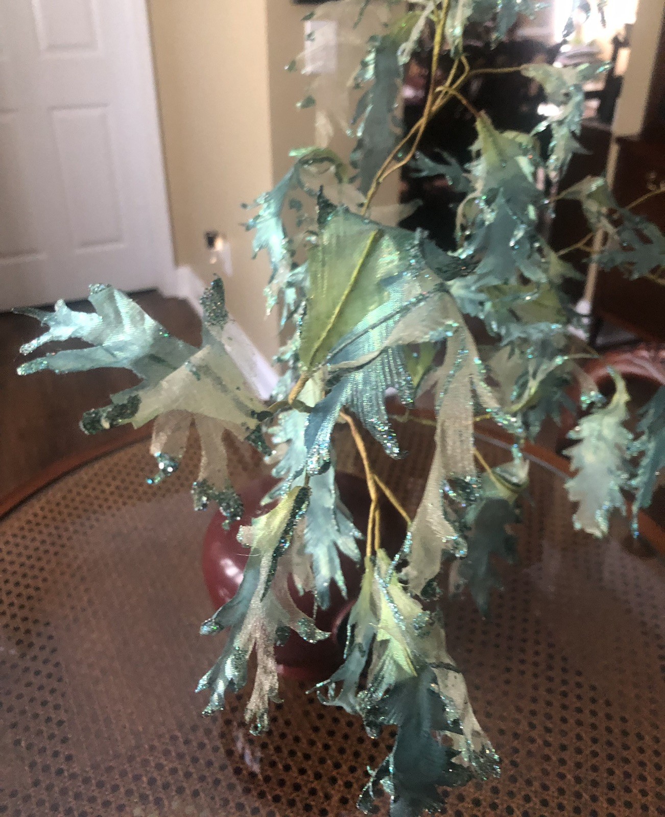 Set of 3 UNIQUE LIME AQUA IRIDESCENT SEAWEED WIRED SPRAY STEM VASE DECORATION
