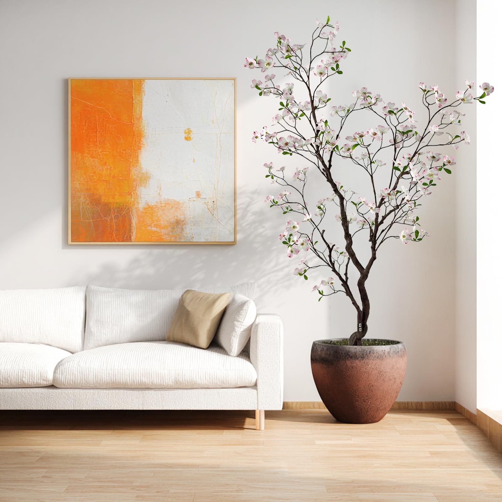 6.2ft Artificial Pink Dogwood Potted Tree