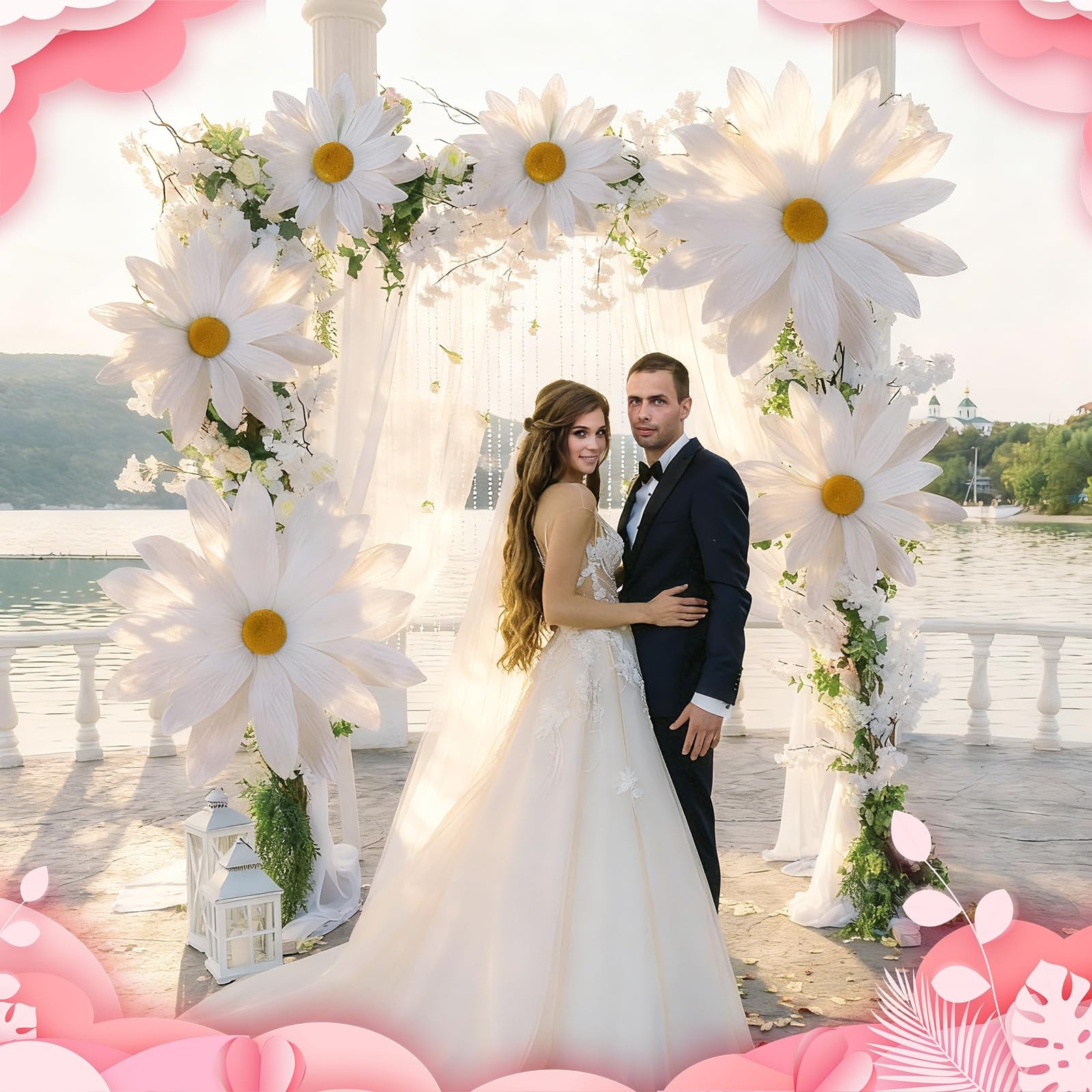 3 Pcs Giant Artificial Daisy Flowers Decoration 12 16 20 Inch Wedding Decor
