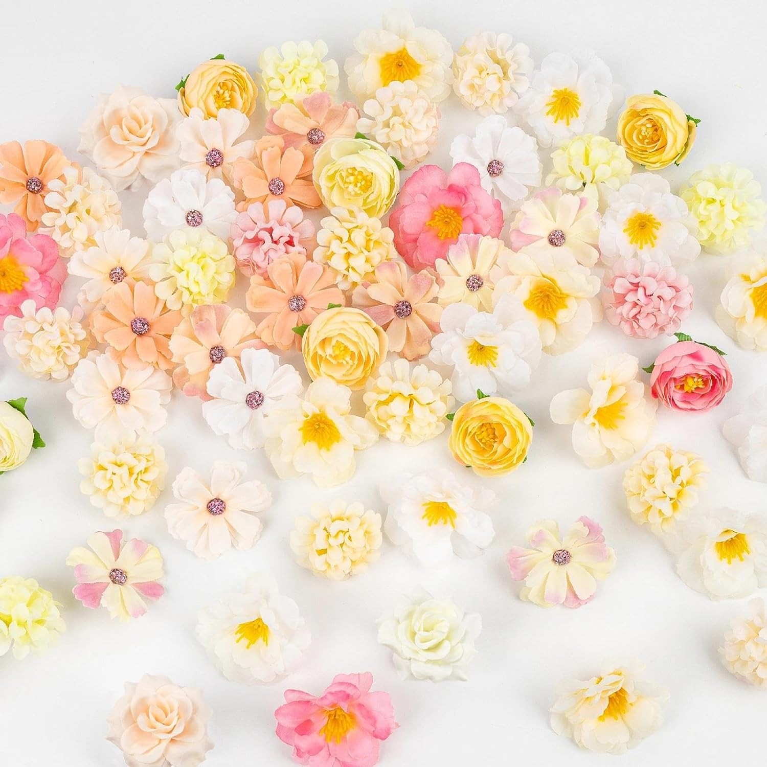 Fake Flower Heads Mini Silk Flowrs Bulk Small Flower 3D Loose Faux Daisy Rose