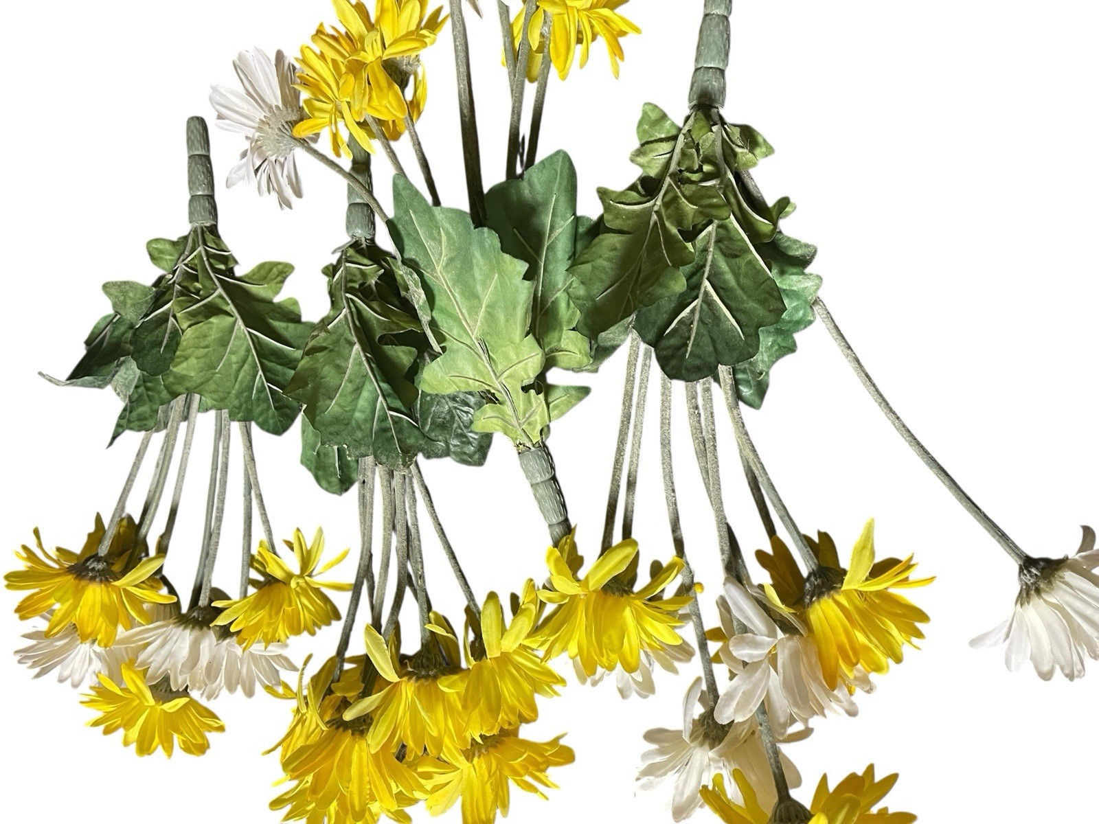 Set Of 4 Bunches Of Yellow & White Artificial Flowers