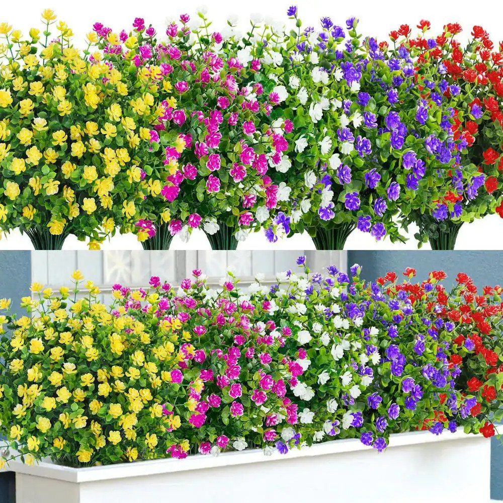13.8 In. Multi-Colored Outdoor Artificial Eucalyptus Flower, 20 Bundles UV Resis