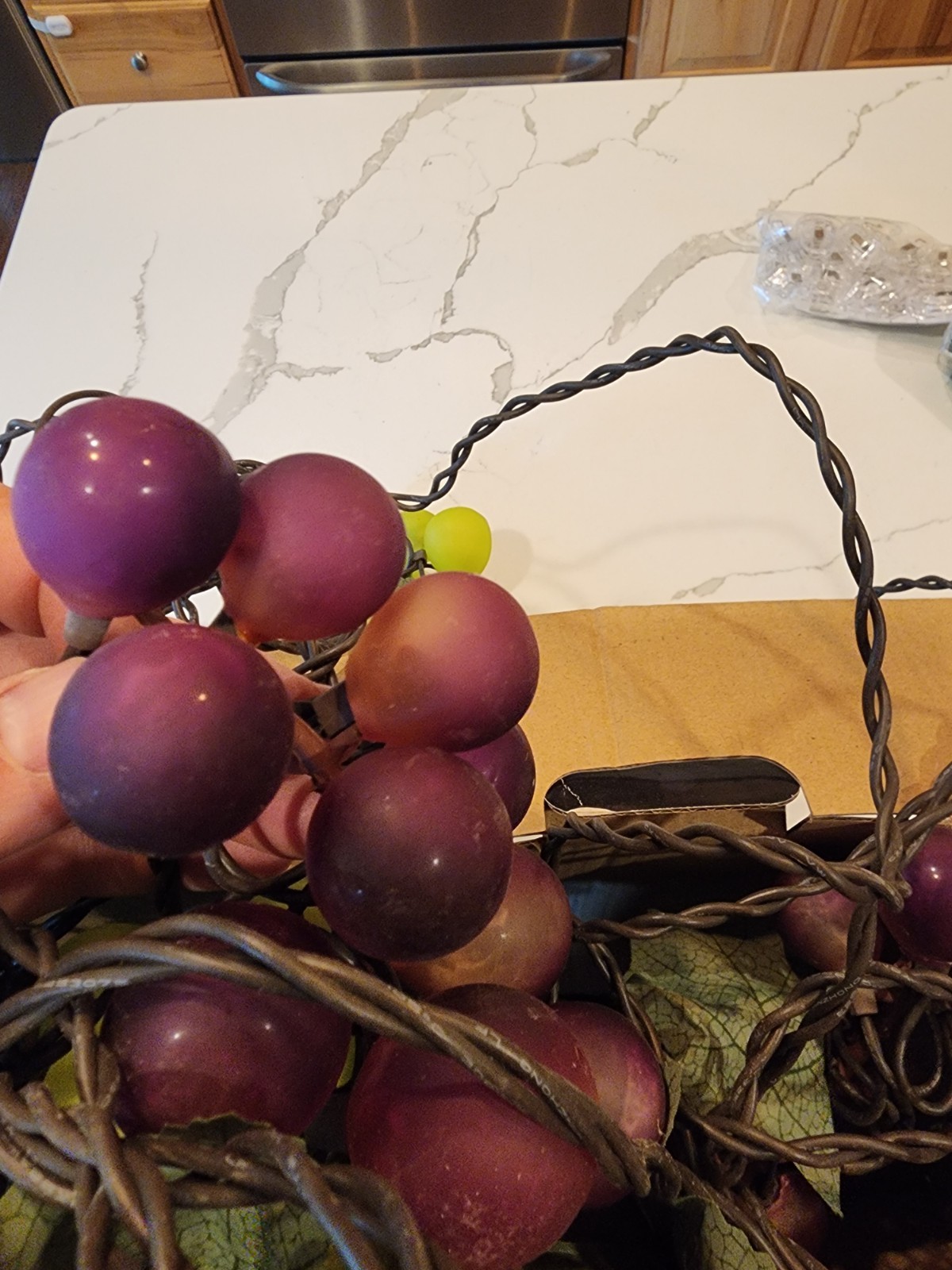 2 Sets of Vintage Purple/Pink Grape Cluster String Lights Working