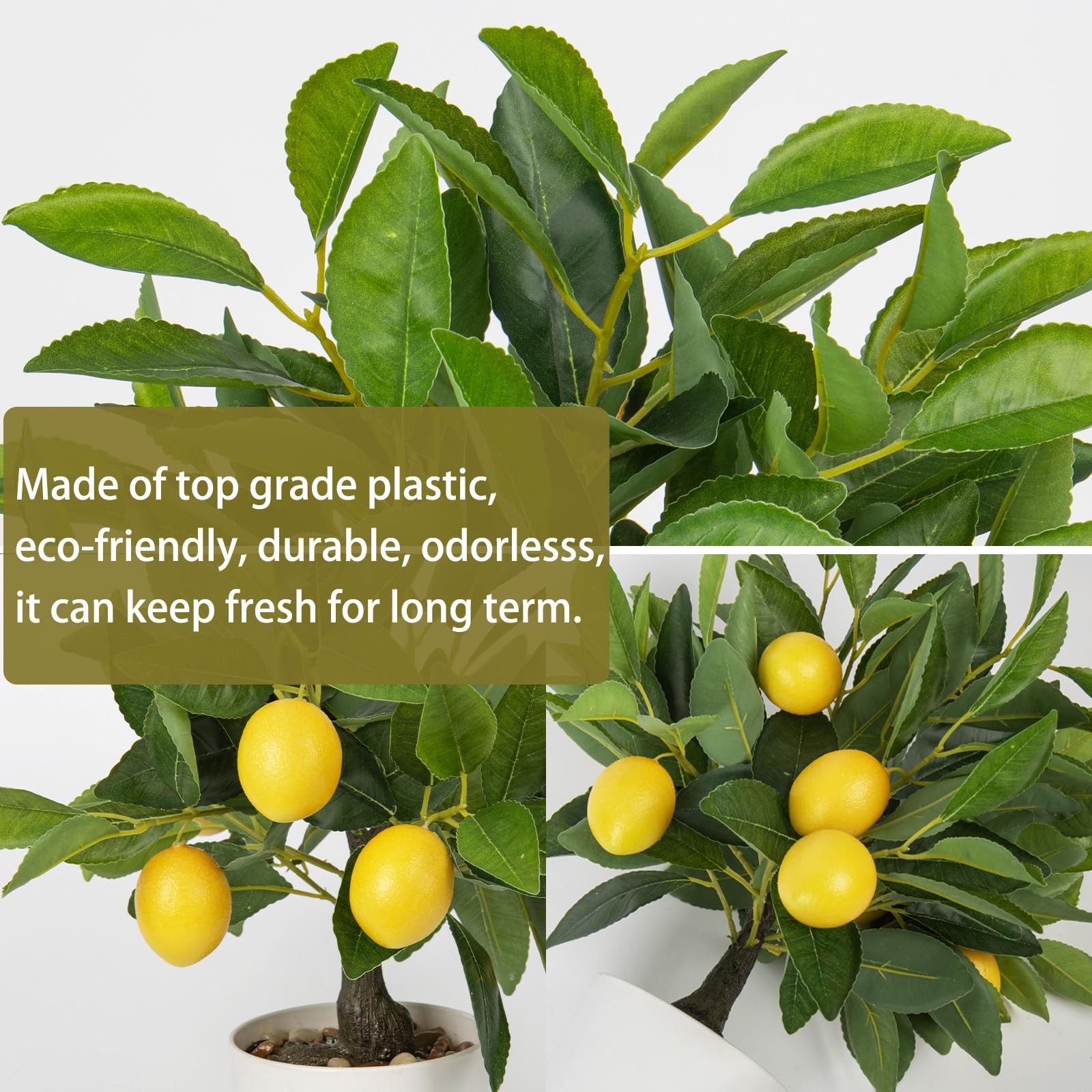 15.7 Inch Artificial Potted Plant Fake Lemon Citrus Tree White Pot Indoor