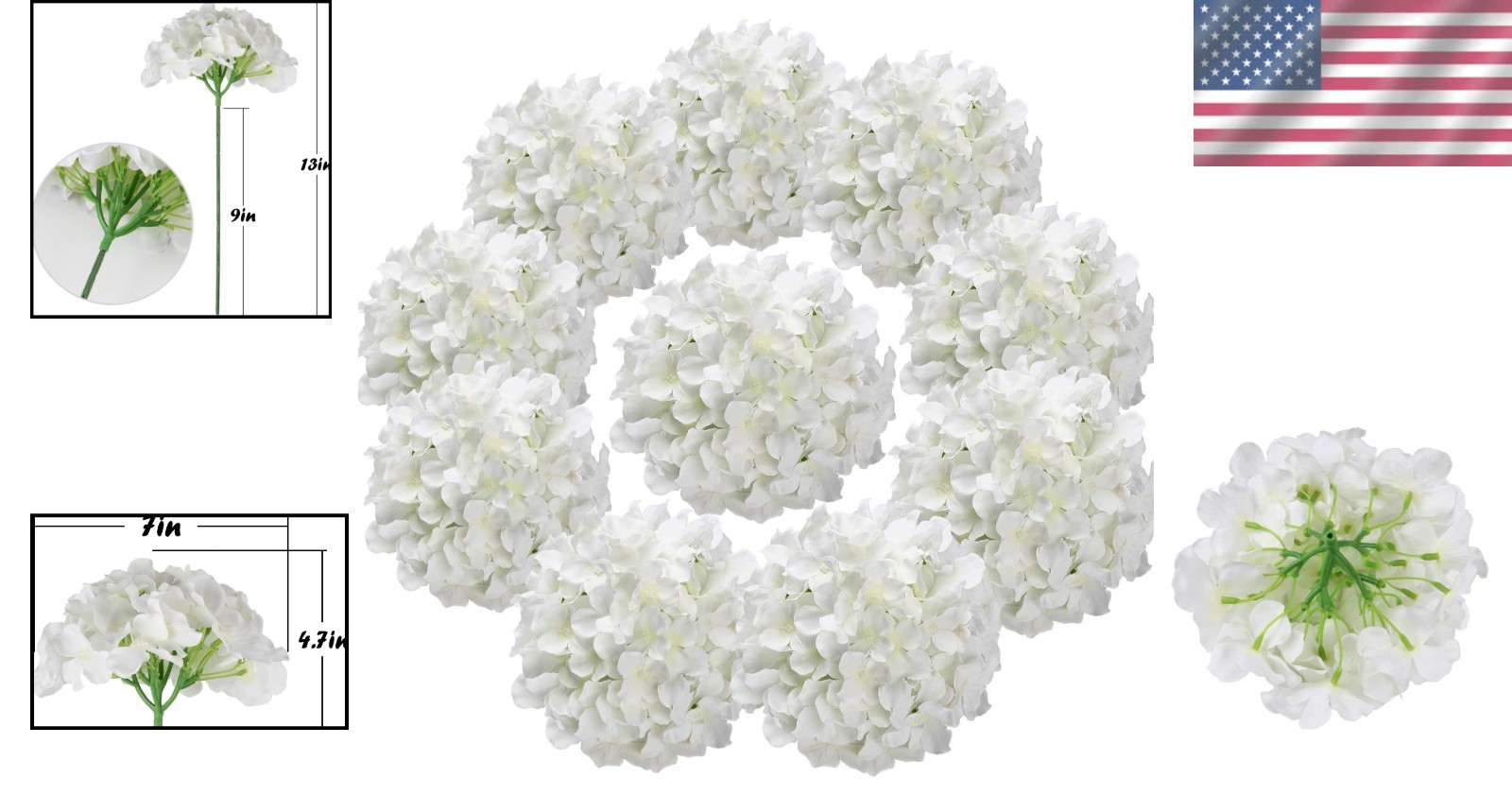 Versatile Silk Hydrangea Heads (10 Pack) – Perfect for Weddings & Events