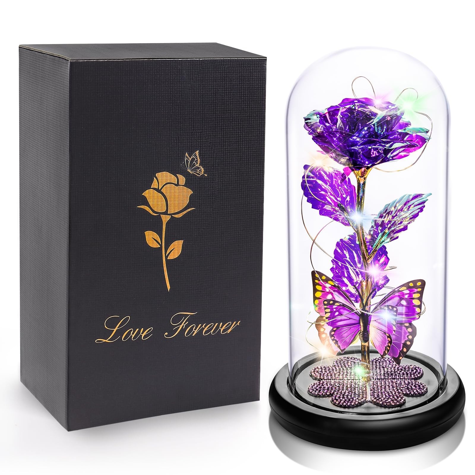 Eternal Galaxy Glass Rose in Dome – Perfect Mother’s Day Gift for Mom, Wife, Gra