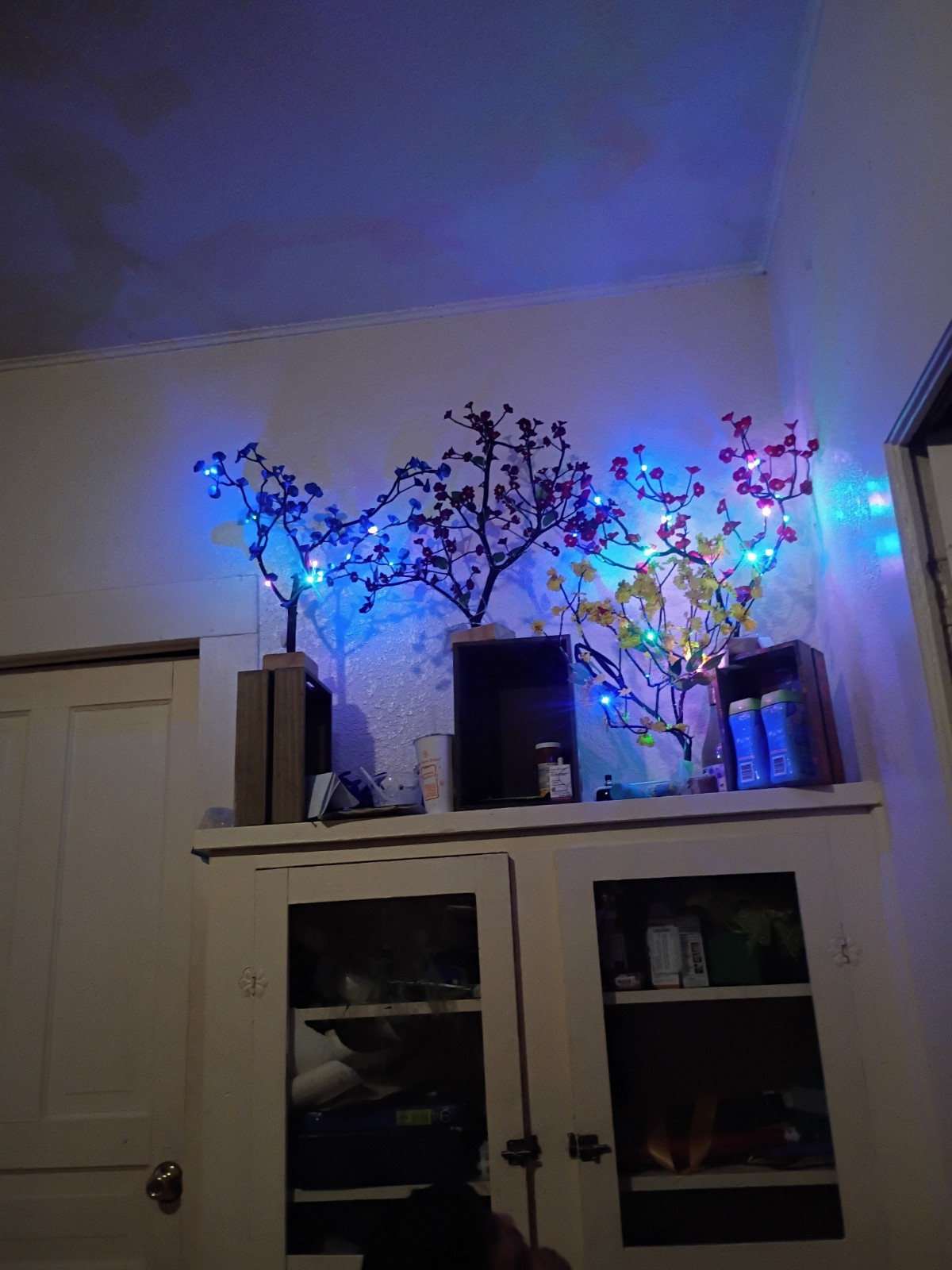 Artificial Cherry Blossom Tree with Colored Lights – White, Blue, Red, Green
