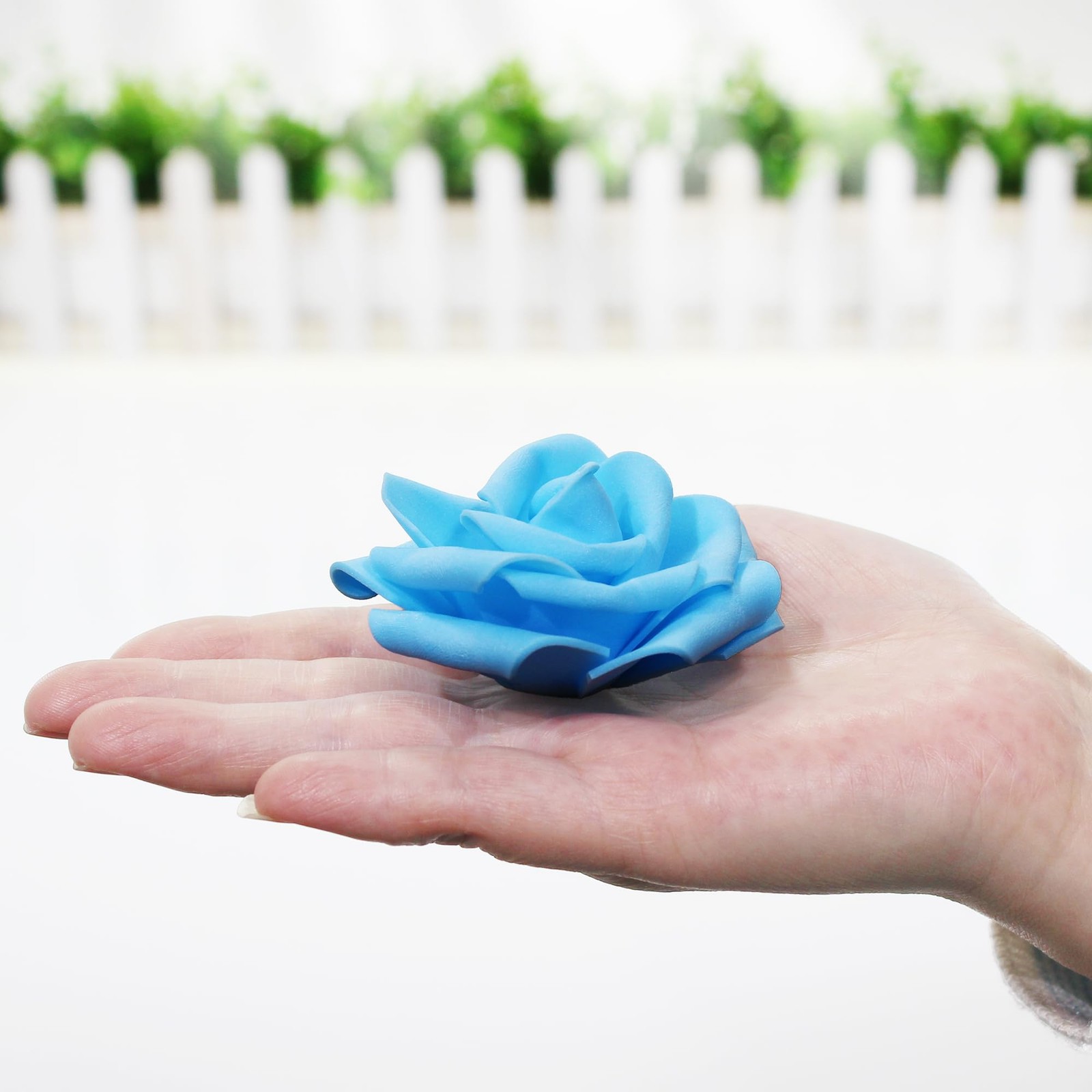 Sky Blue Artificial Foam Fake Rose Head Flower 3 Inch 100 PCS