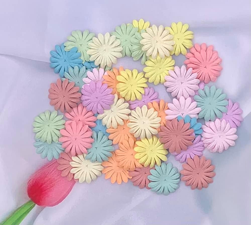 Artificial Flowers 100 Pcs Handmade Mulberry Paper Daisy Petals 40x40mm Mulberry