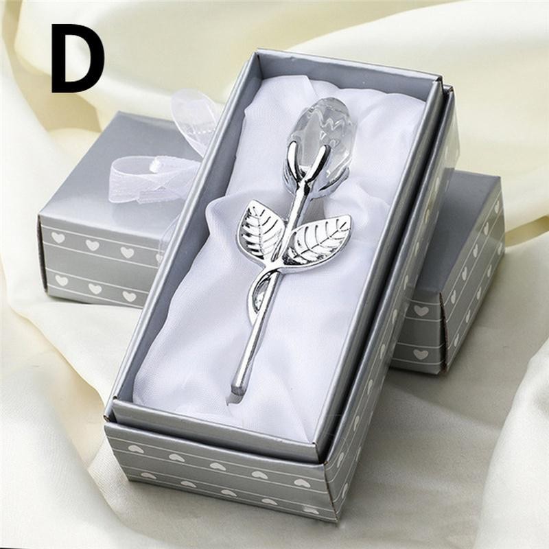 6 Colors Crystal Glass Rose Flower Figurines Craft Valentine’s Day Favors X’mas