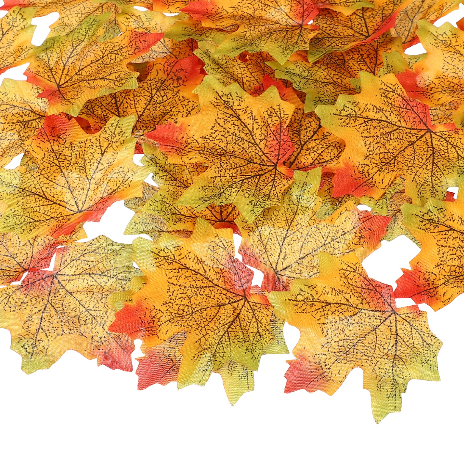 400Pcs Fall Leaves 3.3 Inch Colored Mixed Fake Leaf, Yellow Green