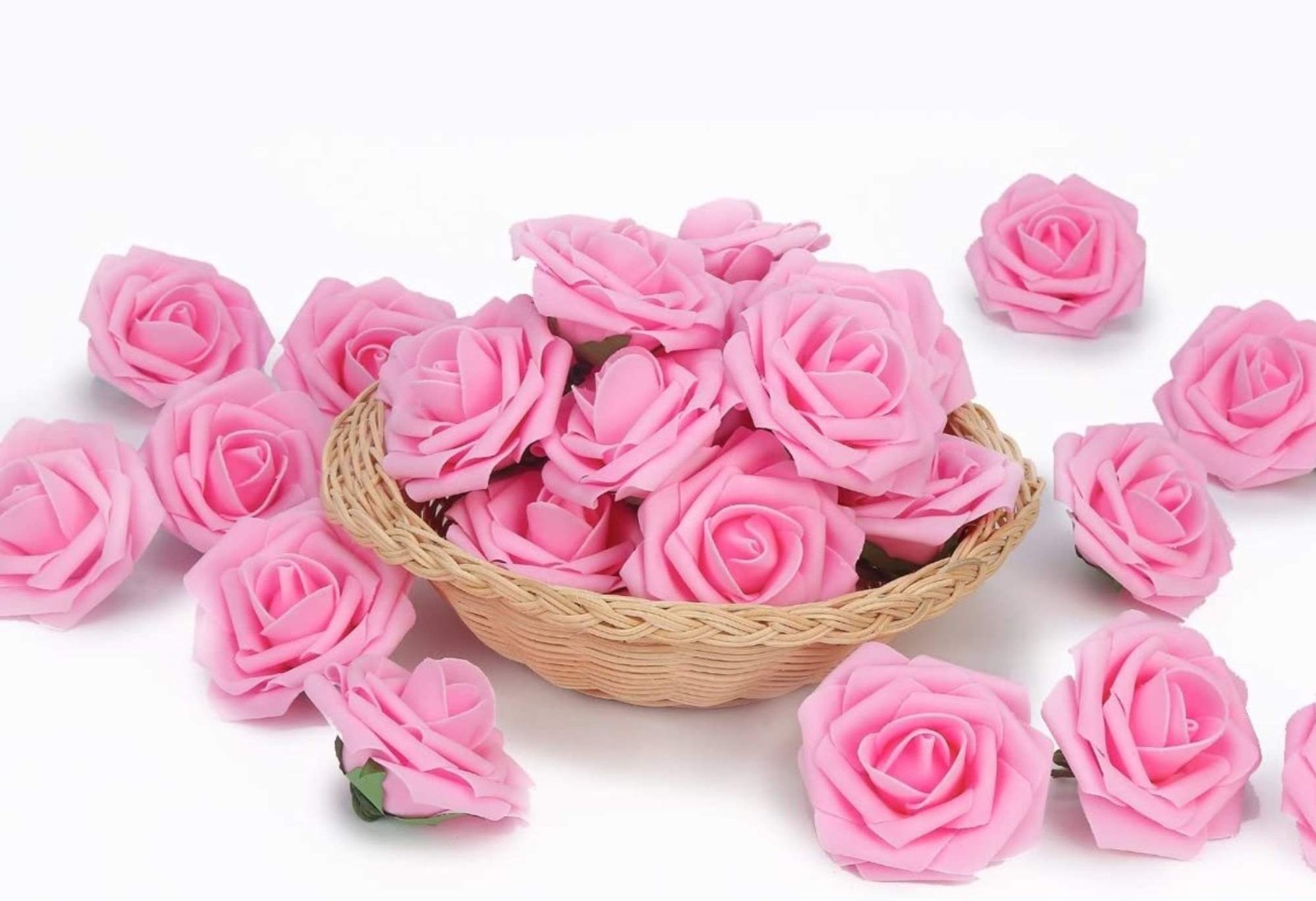 Artificial Foam Roses – Real Touch Pink Roses with Stems (Latex Foam)