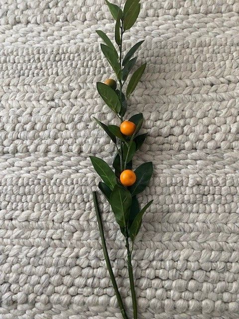 Set of 4 Faux Orange Fruit Branch Artificial Stem Spray Home Garden Decor