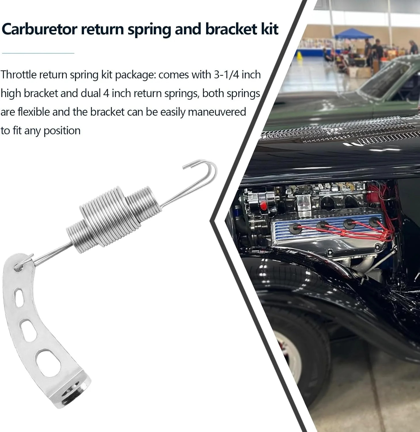 Carburetor Return Spring and Bracket Kit,Compatible with Most 5-1/8 Carburetor N