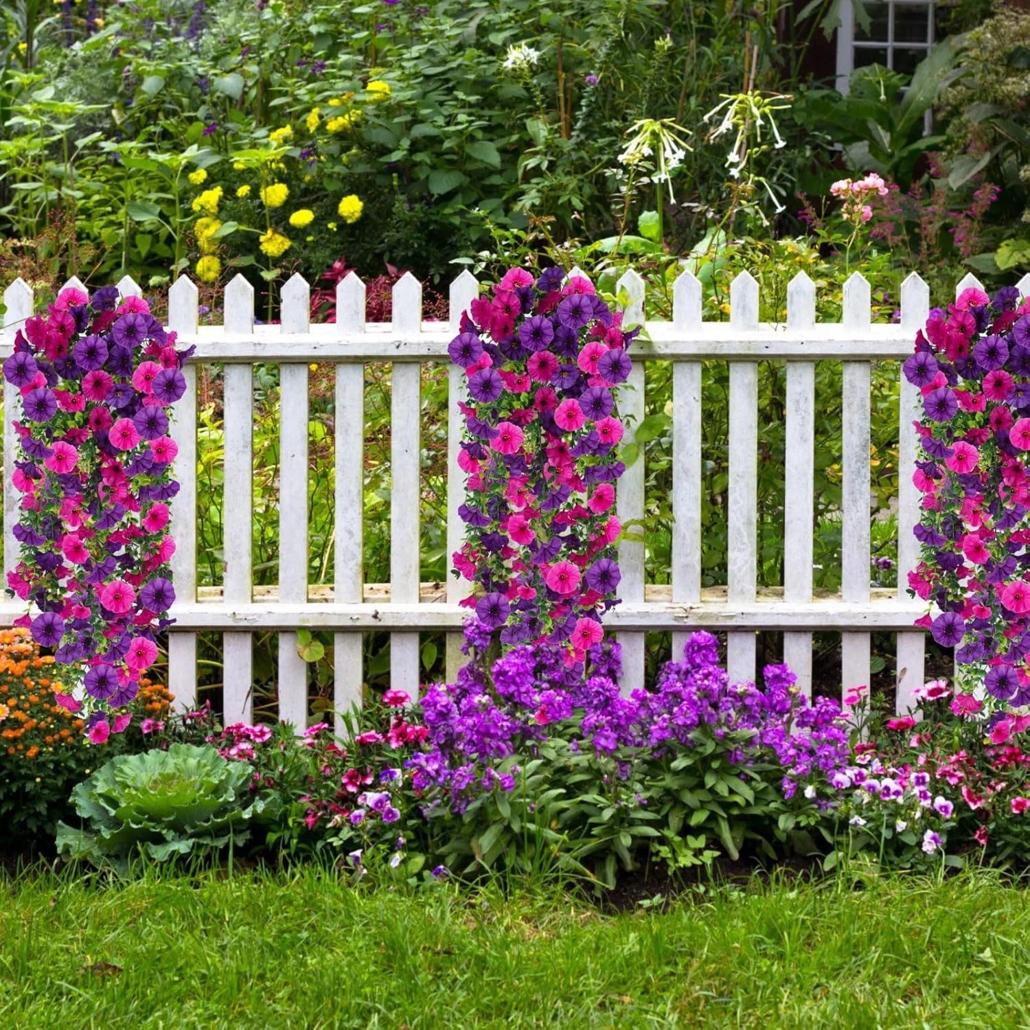 UV Resistant Faux Silk Morning Glory Hanging Flowers for Outdoor Decor