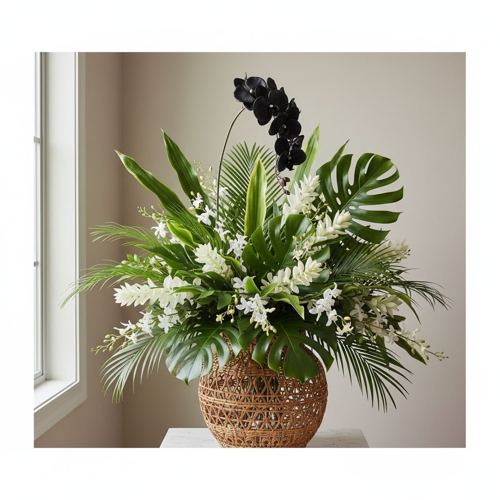 Black Orchid Stem Faux Flower Long Stem Floral 38 Inch Artificial Orchid Bloom T