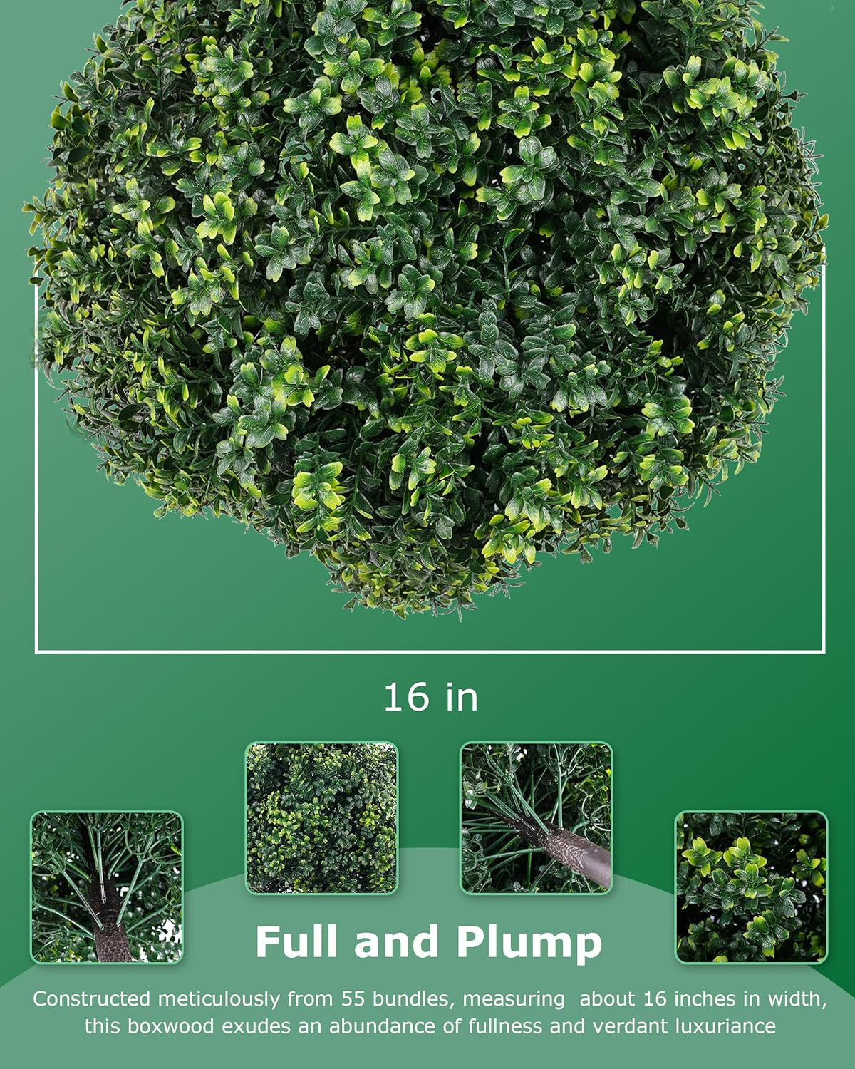 27.6″ UV Resistant Boxwood Topiary – 2 Pack Outdoor Faux Greenery Bushes