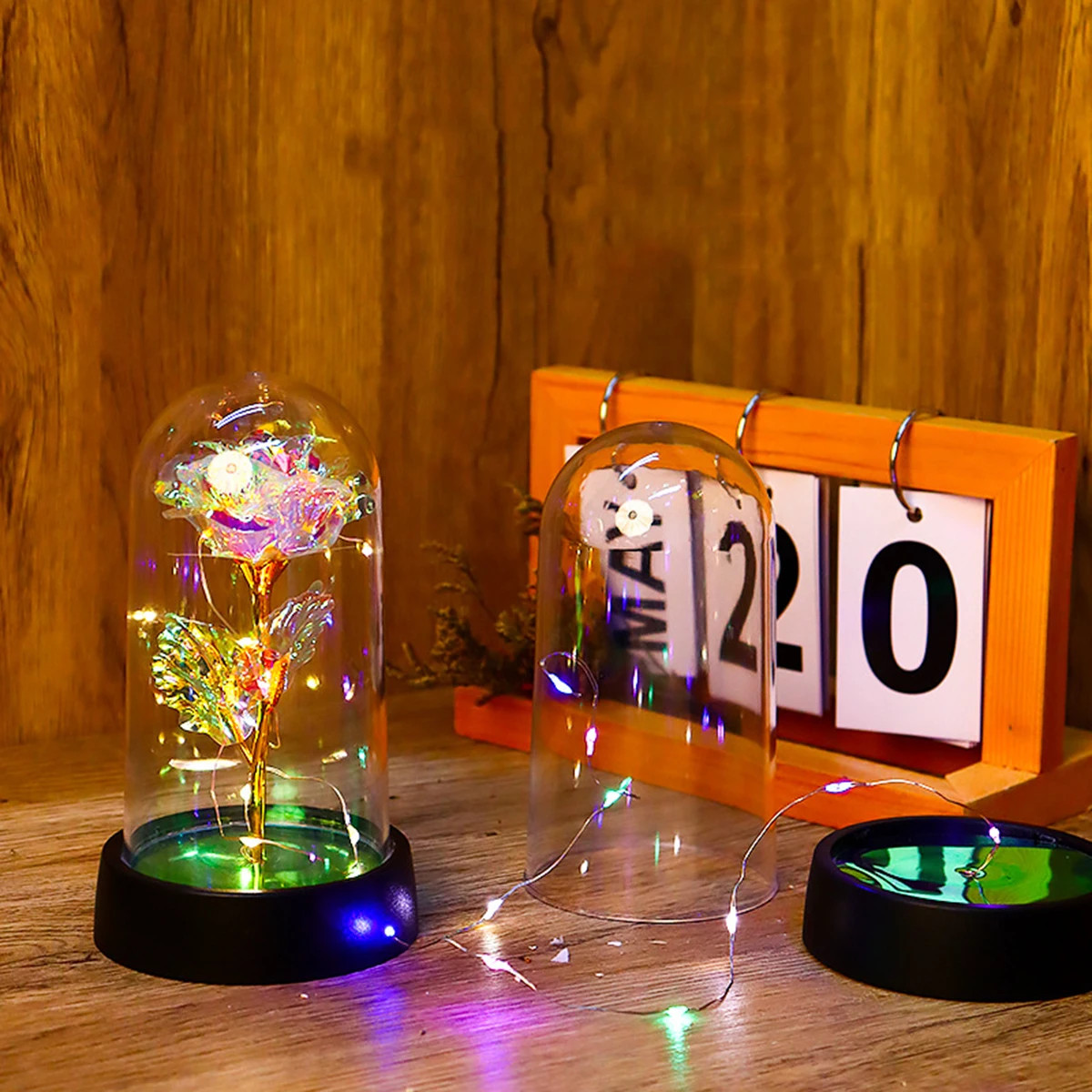 Eternal Forever Galaxy Rose Flower In Glass Dome LED Light Valentine’s Day Gift