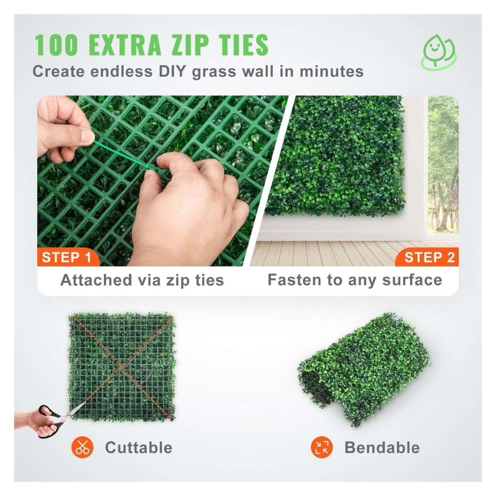Artificial Boxwood Panels 12-Pack, 10×10 inch