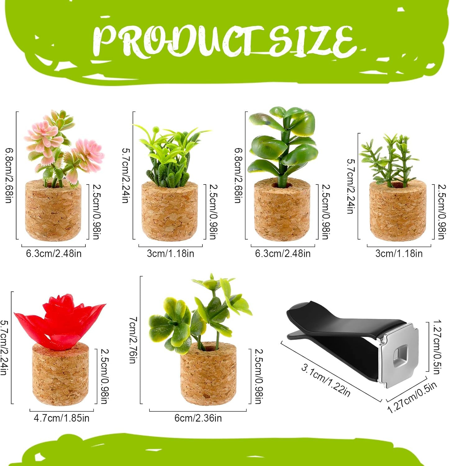 BBTO 6 Pcs Update Succulent Car Vent Clips Accessories Car Mini Plant for Decora
