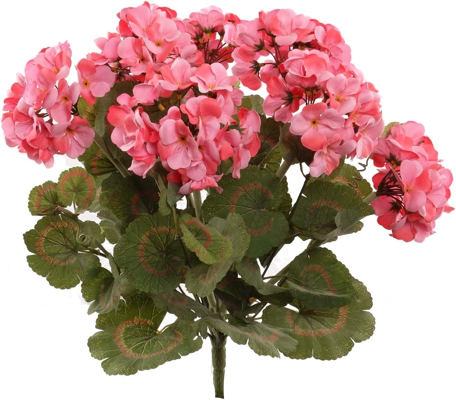 Pink Artificial Geranium Bush | 18″ UV & Water Resistant Faux Silk Flowers for O