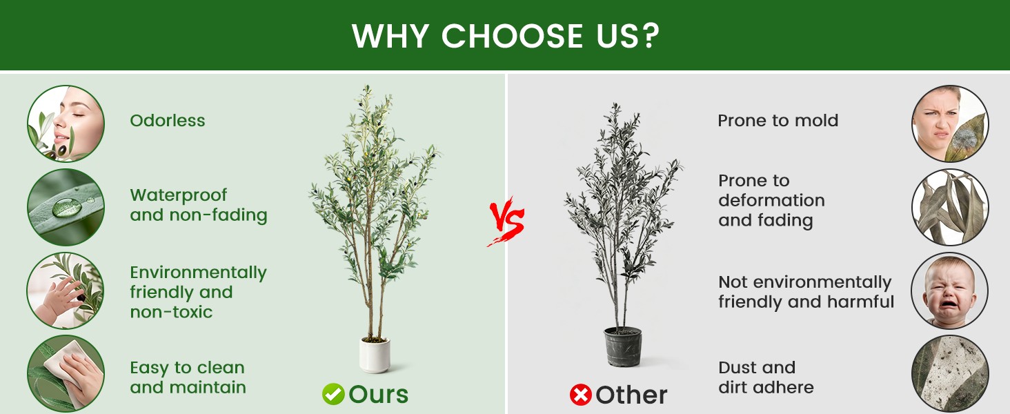 Olive Trees Artificial Indoor,Fake Olive Tree 6FT Tall 1Pack with White Planter,