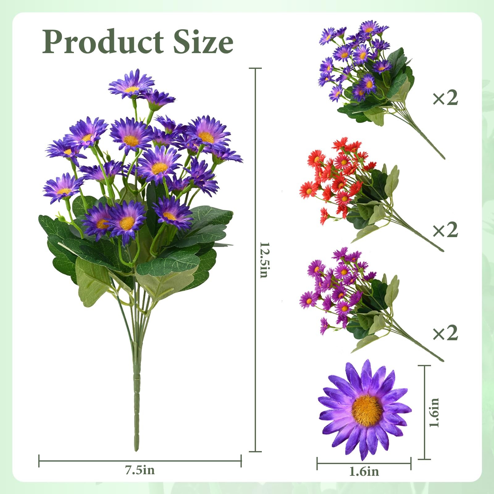 Realistic Artificial Flowers for Outdoors, 6 Bundles Full Daisy UV Resistant …