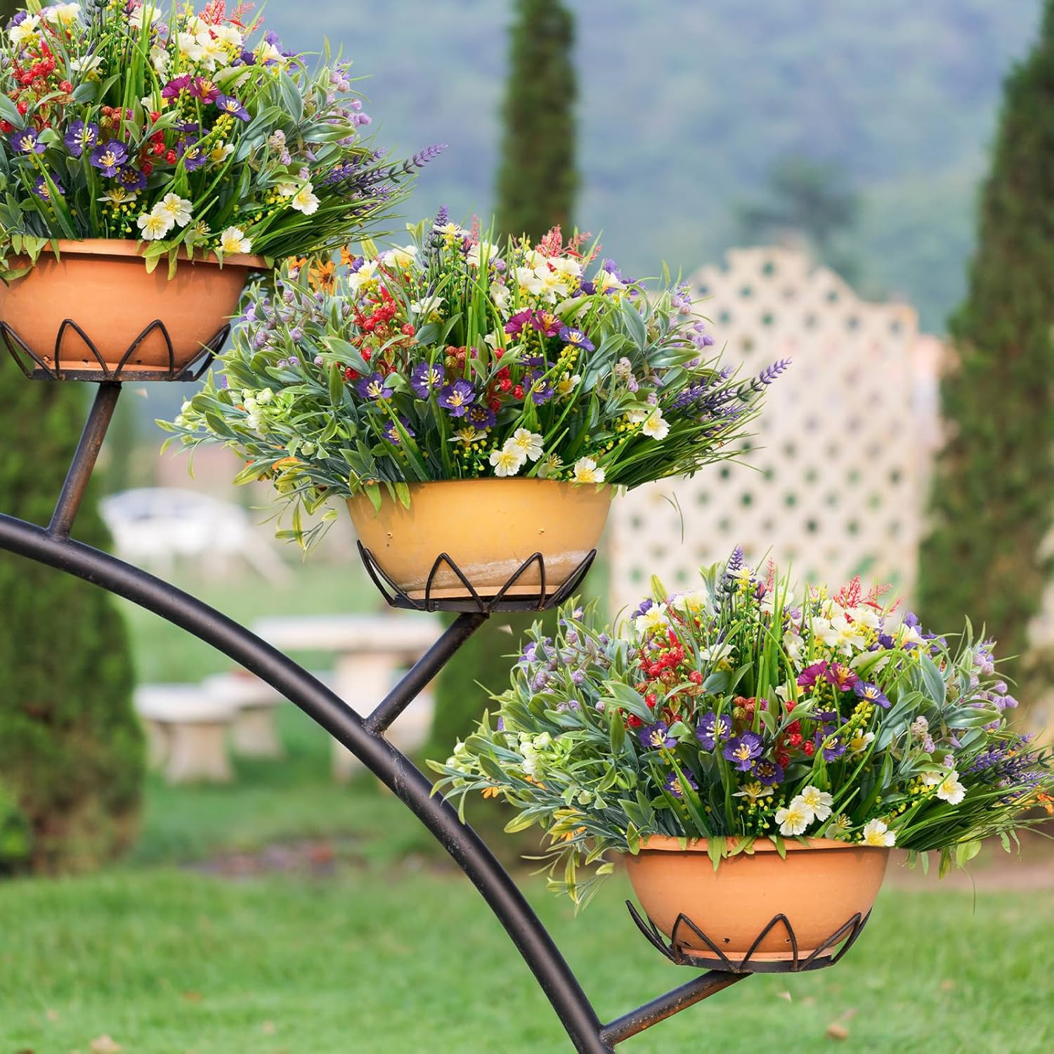 156 Pcs UV Resistant Artificial Flowers for Outdoor Garden Decor