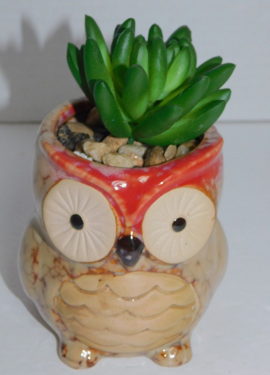 Artificial Succulent Plant in Owl Planter About 4 inch